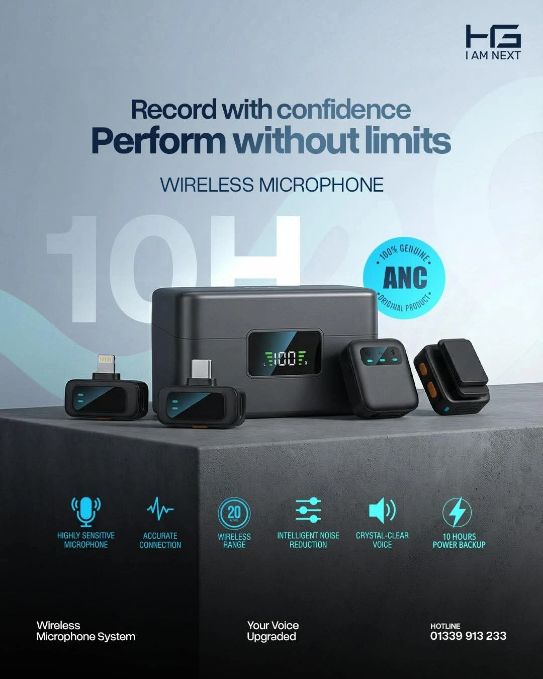 HG Wireless Microphone (HG-MC1) – Crystal Clear Sound for Video & Live Streaming